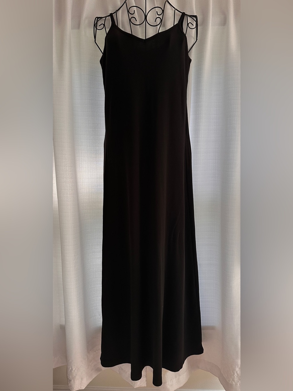 Ralph Lauren Black Spaghetti-Strap Slip Cotton Classic Maxi Dress - Picture 2 of 7